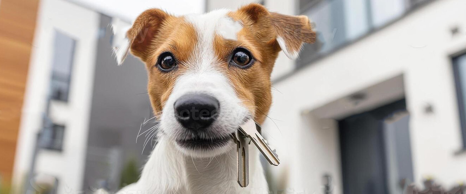 perro con llaves de la casa en la boca