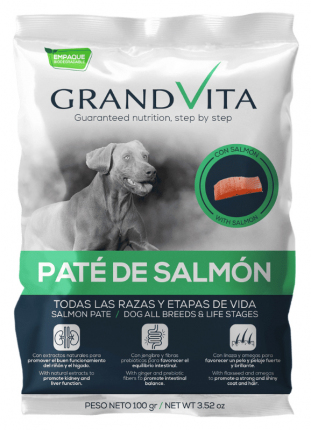 Alimento Húmedo para perro Grand Vita Paté Salmón Alimento Húmedo para perro Grand Vita Paté Salmón 100g