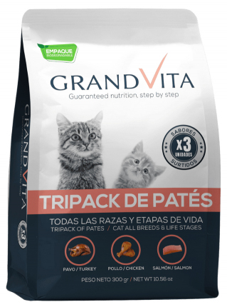Alimento Húmedo Para Gato Grand Vita Tripack Surtido - Pavo, Pollo, Cordero  Alimento Húmedo Para Gato Grand Vita Tripack Surtido - Pavo, Pollo, Cordero 300 Gr << Atras