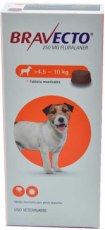 Bravecto® Anaranjado Masticable 250 mg Antiparasitario para Perros de 4.5 a 10 kg -  1 Tableta 250mg