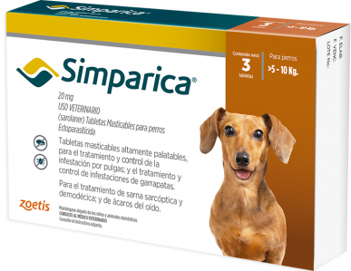 Simparica Antipulgas Perros pequeños - 5kg - 10kg (20 Mg) Antipulgas