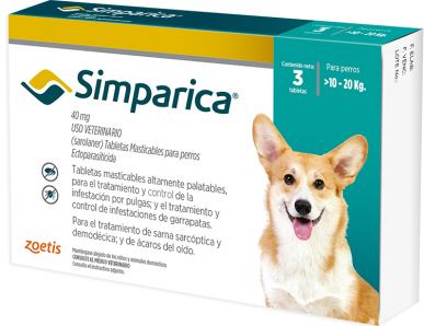 Simparica Antipulgas Perros Medianos - 10 - 20kg (40 Mg)	 Antipulgas