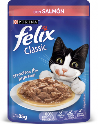Alimento Húmedo en Sobre Felix Classic con Salmón Para Gato