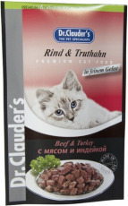 Alimento Húmedo para Gatos Dr. Clauder's Pouch ternera y pavo en gelatina - 100g