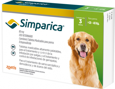 Simparica Antipulgas Perros Grandes - 20 - 40kg (80 Mg) Antipulgas